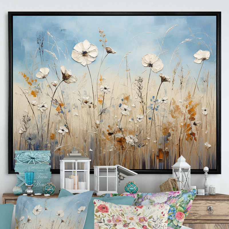 Minimalisme, Wildflower Wonderland III, reproduction sur toile, Cadre flottant noir, H 12 po x l 20 po
