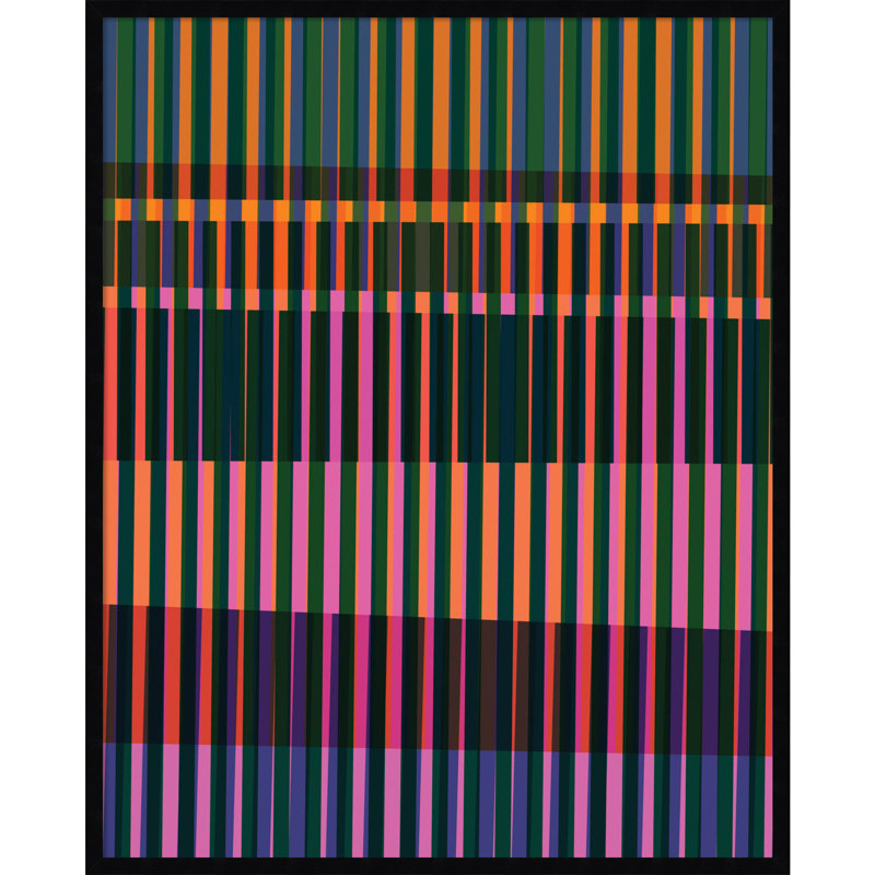 «Abstract Lines 17» par Beth Vassalo, impression sur bois encadrée, H 21 po x l 17 po, Noir