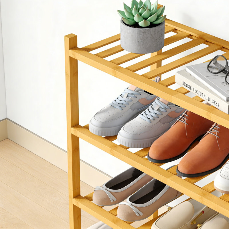 Range-chaussures en bambou, H 26 po x l 27 po x P 11 po