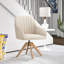  Fauteuil d'appoint pivotant rembourré, fauteuil en bois ergonomique en lin pour salon, chambre à coucher-1363479002
