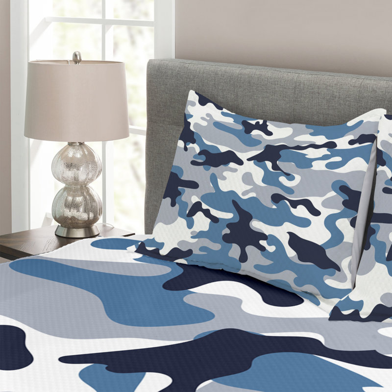 Aevry Blue/White/Grey Bedspread, 220 x 264 cm