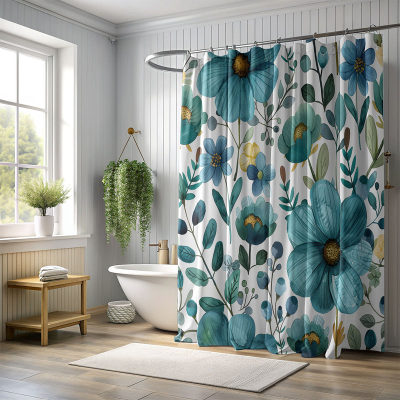 Pastel Petals - Rideau de douche Premium, H 74 po x l 71 po