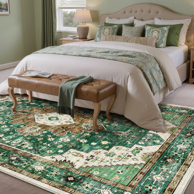 Elaine Machine Washable Oriental Area Rug With Non-Slip Backing