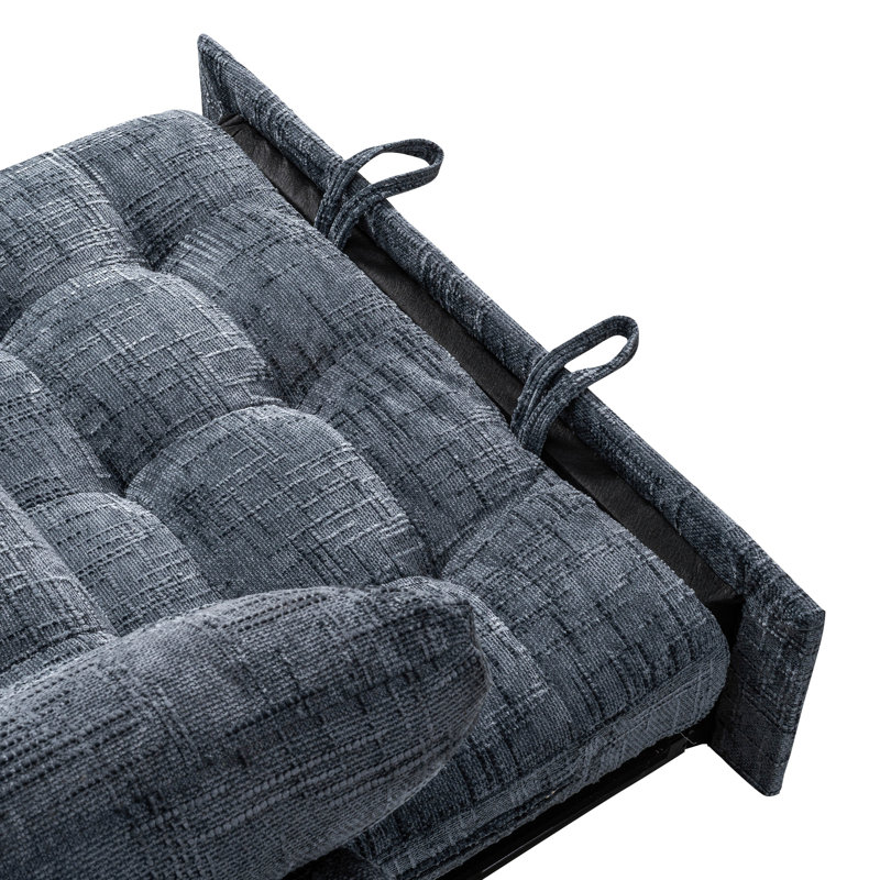 90"Wide 3 in 1 Sofa Bed with Adjustable Backrest, 3 Seater Recliner and USB Charging for Living Room,Blue, Blue