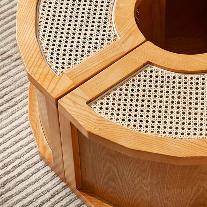 Table basse en rotin de bois massif rétro, Burlywood