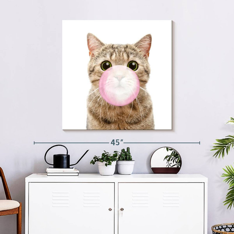 " Bubble Gum Kitty ", 30" H x 30" W x 1.25" D