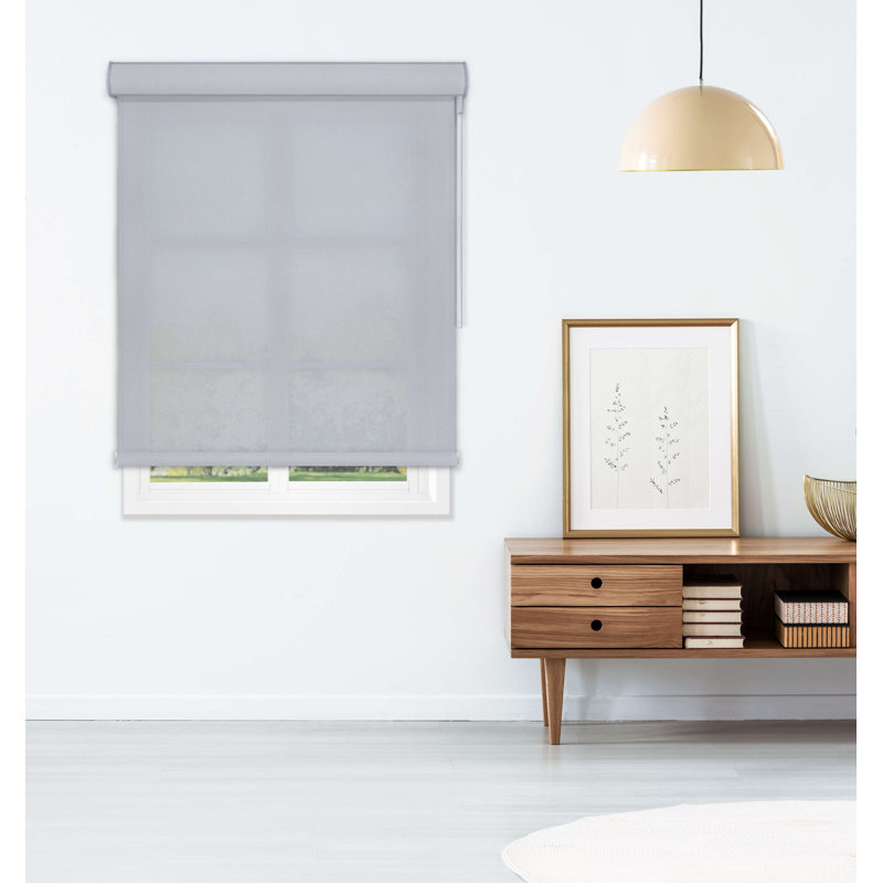 Store à enroulement sans fil à 5% pour écran solaire Linen Avenue avec baguette bloc pour un ajustement facile - Protection contre les rayons UV pour la maison et le bureau - PLATINUM l 60 x H 78