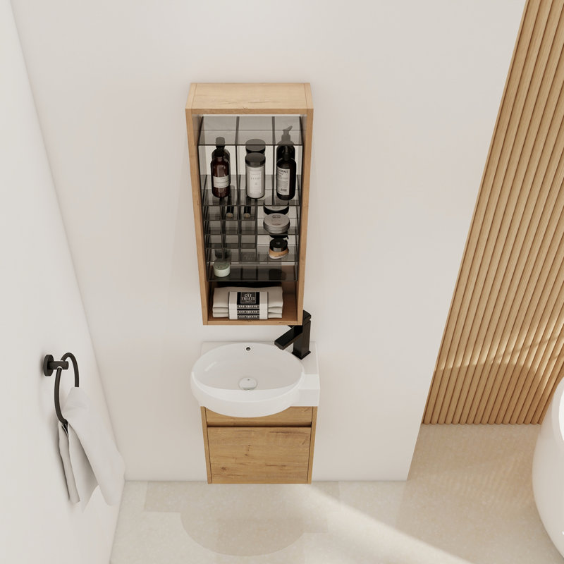 Armoire de rangement murale 12 po, armoire de salle de bain miroir avec rangement, contreplaqué (MC223FIMO)
