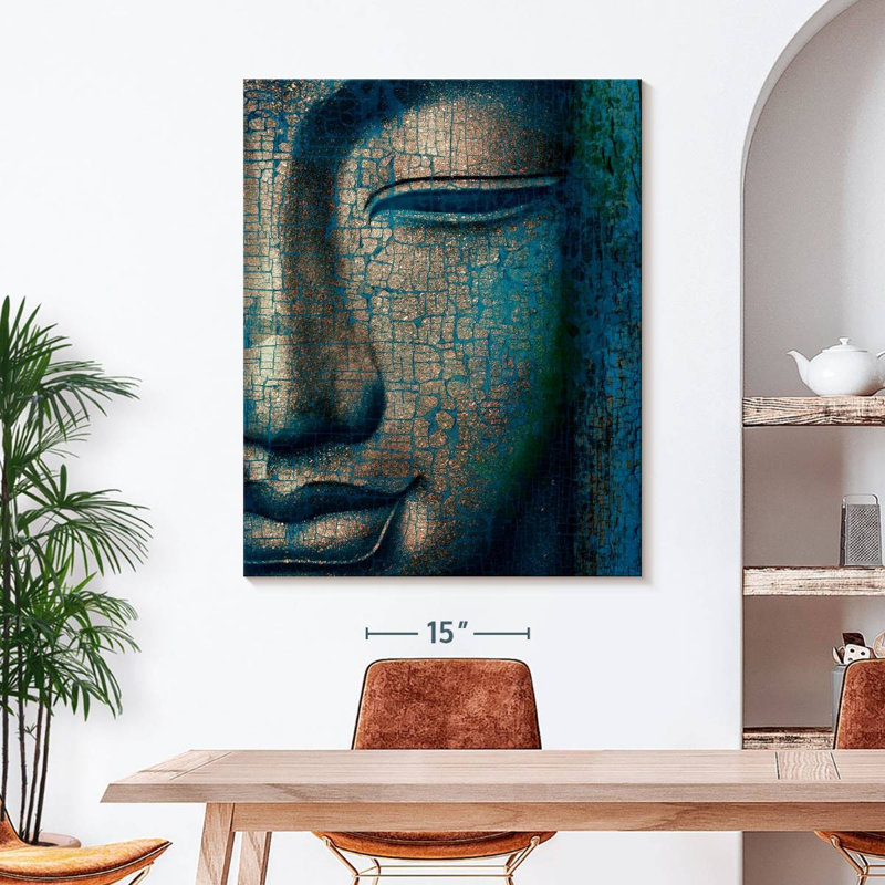 Kemble Fissured Buddha Face Canvas Print, 45" H x 36" W x 1.25" D