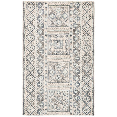 Tapis en laine / coton touffeté à la main en beige / gris Southwestern