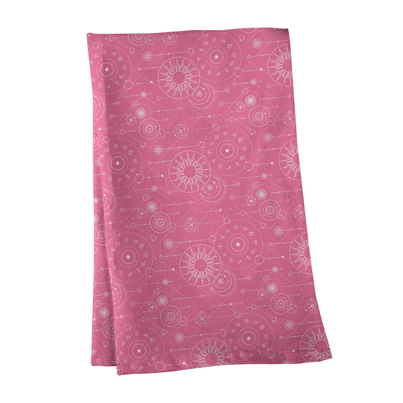 Tea Towel Kitchen Towel, Poly Twill, Pink/White