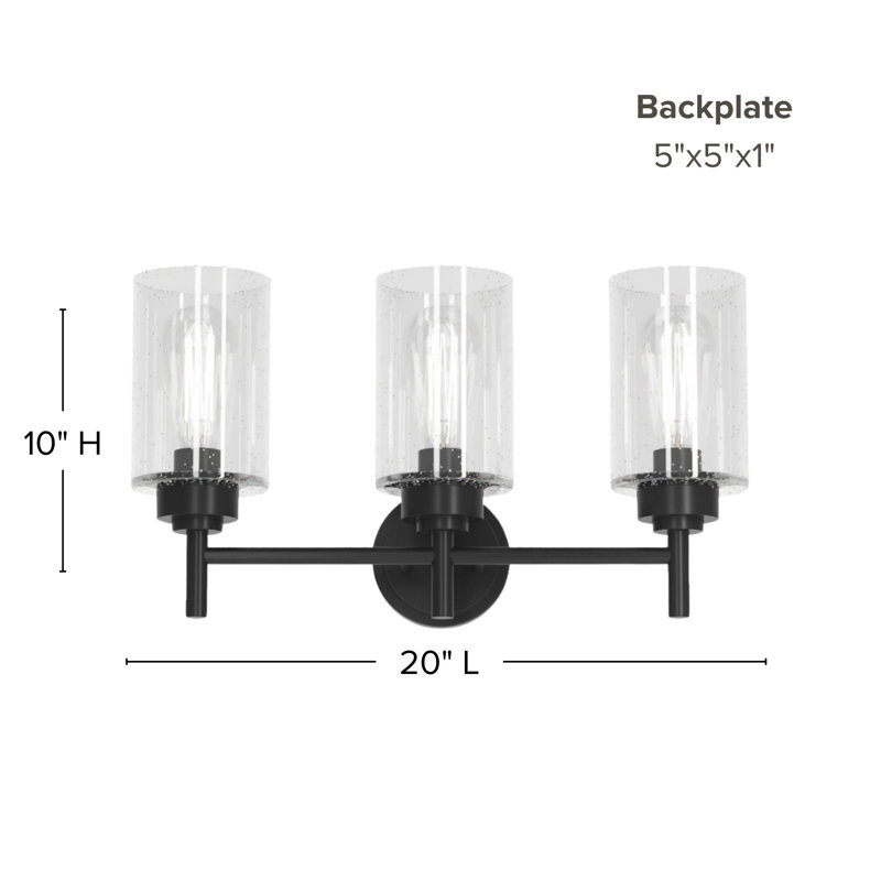 Wexton 3-Light 5.25” Wide Vanity Light, Matte Black