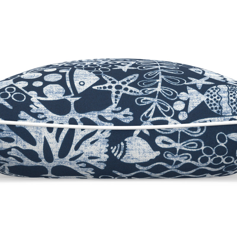 Nautical Navy and White Rectangular Outdoor Throw Pillow Set