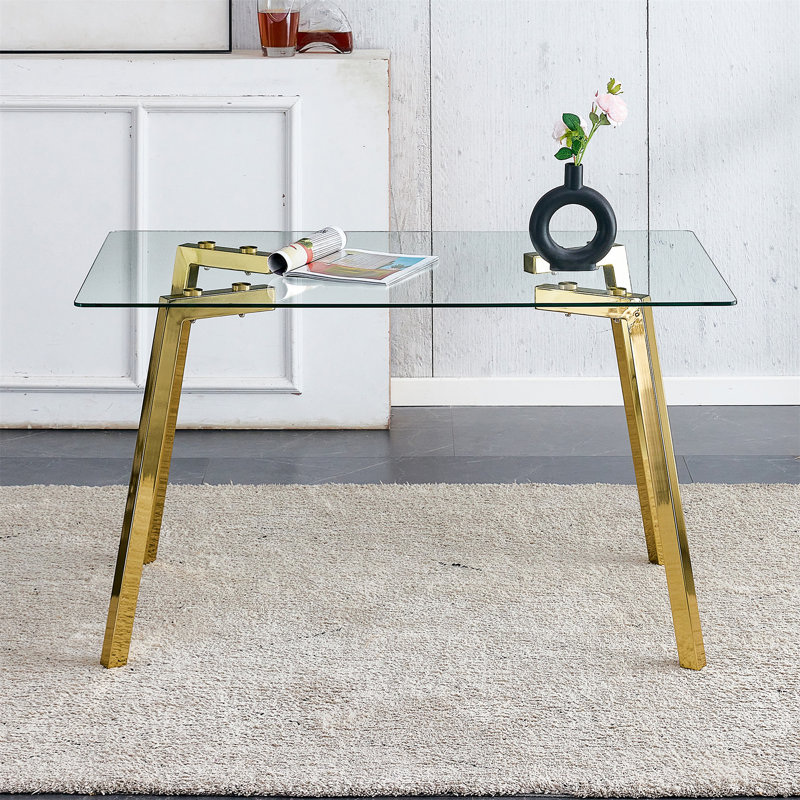 Table de salle à manger Deandre, H 30,11 po x L 47,24 po x l 27,55 po, Doré