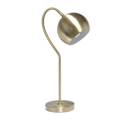 Lampe de bureau courbée Atticus, laiton, 51 cm (20 po) de hauteur