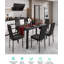 Ensemble de salle à manger 7 pièces avec table en verre et 6 chaises en similicuir-2138965817-2138965816