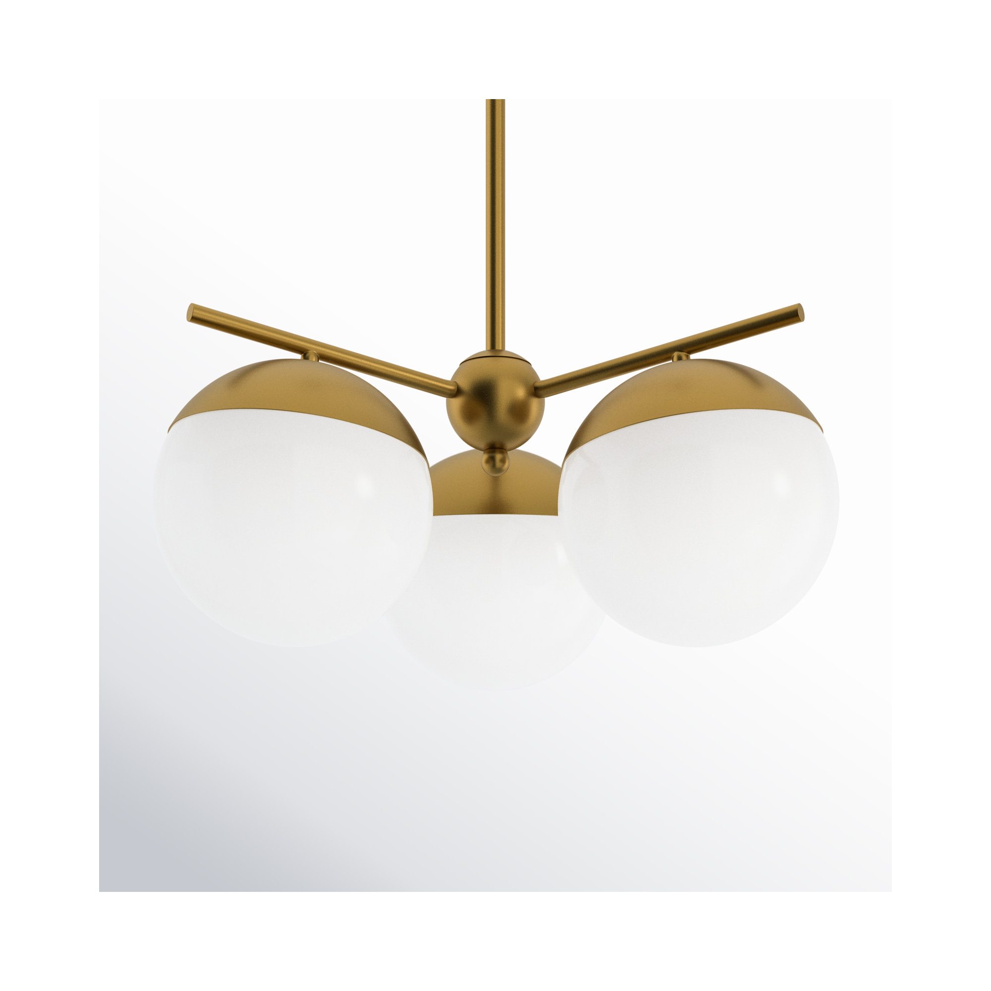 Yearby 3 - Light Dimmable Globe Chandelier, Brass, Frosted White