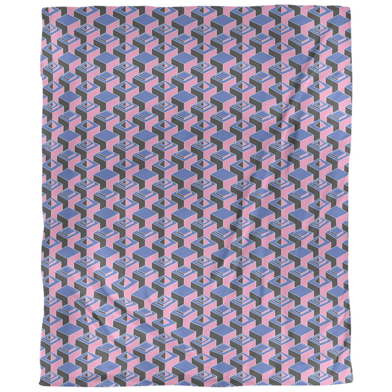 Tissu skyscrapers, Coton peigné de base, L 56 po x l 36 po, Bleu / rose