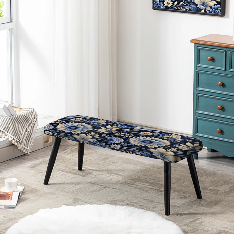 Banc damassé bleu et blanc Dahlia Harmony