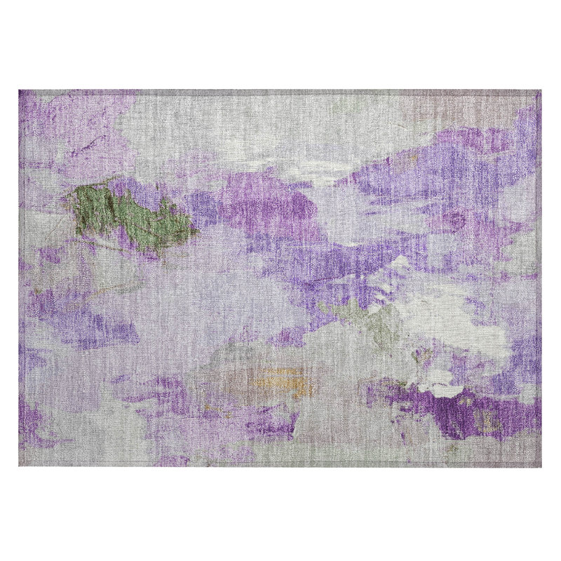 Machine Washable Indoor/Outdoor Xhevrie Purple Rug, Rectangle 1'8" x 2'6"