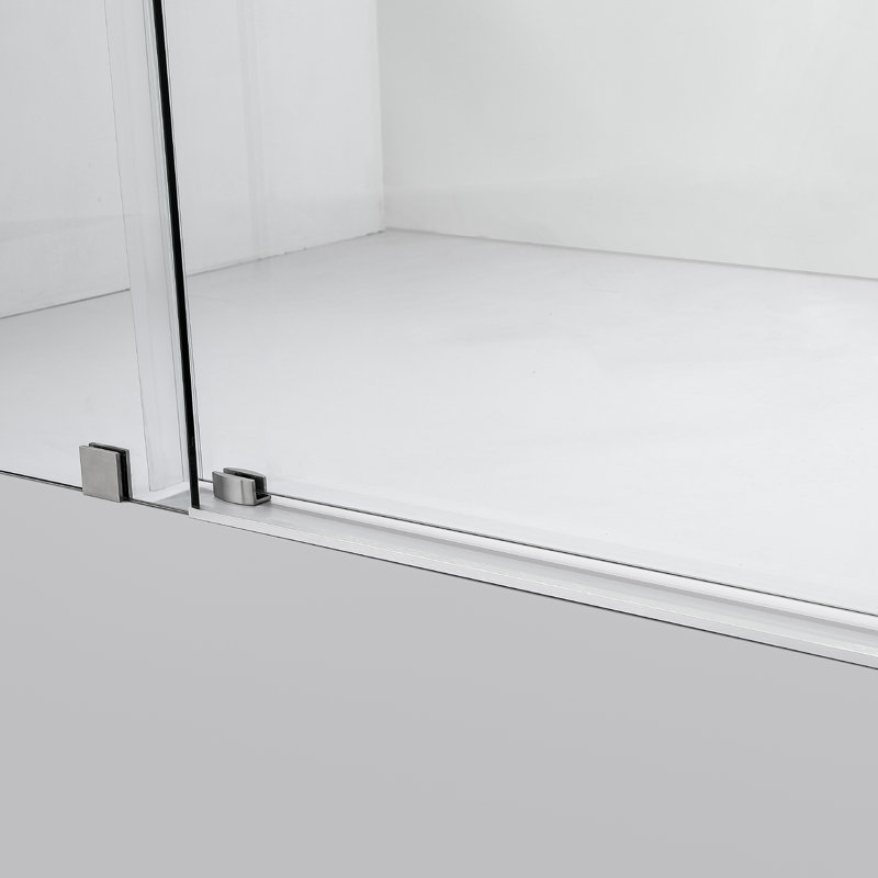 Villena 68'' x 78'' Frameless Sliding Shower Door in Brushed Nickel