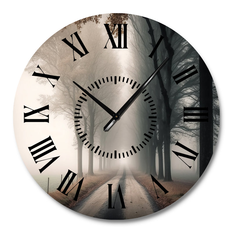 Horloge murale Misty Road Through The Forest II, Grand