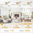 52"Smart Flush Mount 3-Blade Solid Wood Ceiling Fan With Light and Remote/App/Voice Control（Gold&Light Grey）-1111509874