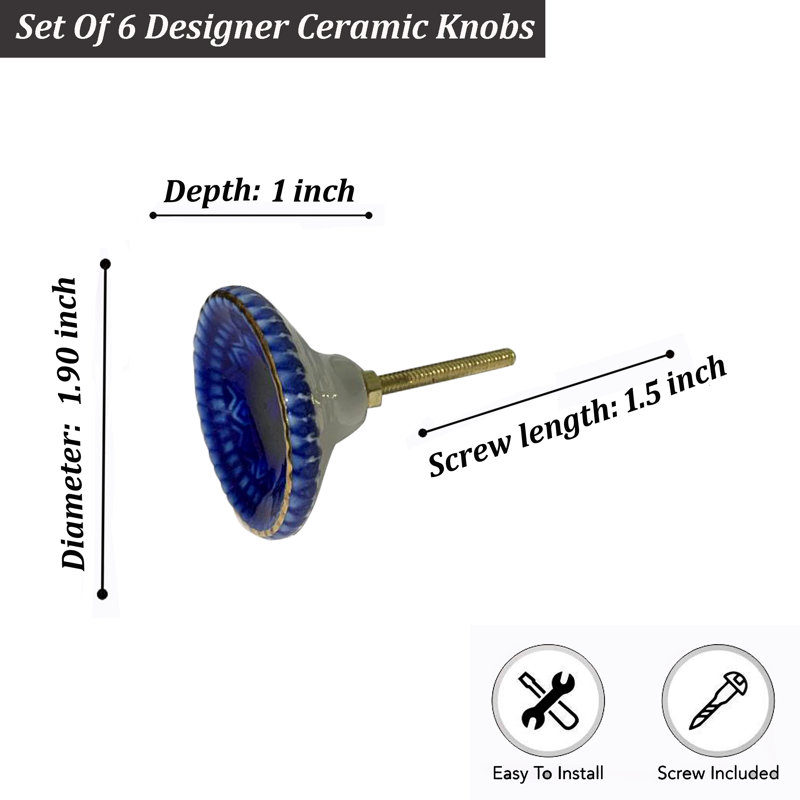 Paquet de boutons coniques surdimensionnés de 1,9 po de diamètre, Bleu