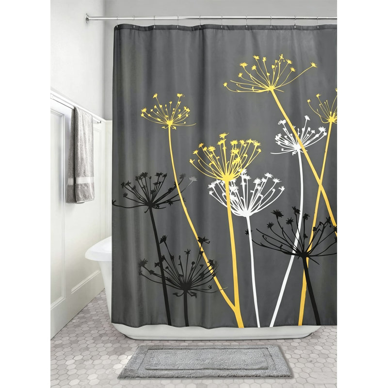 Rideau de douche en tissu - Polyester infroissable avec œillets antirouille, design élégant de pissenlit pour le décor de la salle de bain