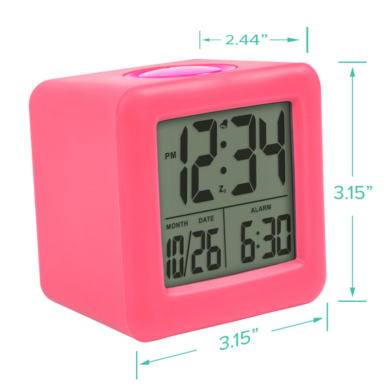 Digital Soft Cube Alarm Tabletop Clock in Pink