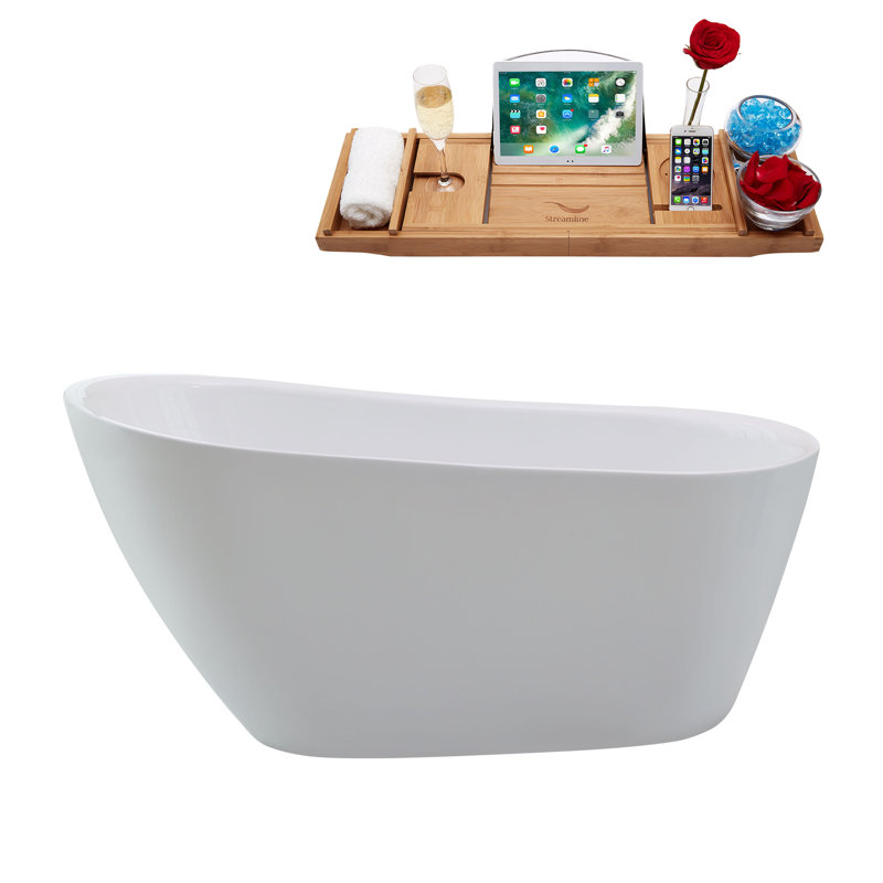 1501.1mm x 718.8mm Freestanding Soaking Acrylic Bathtub