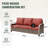 Outdoor Patio Brown Wicker Wood Grain Armrest Dining 3-Seat Sofa with Cushion-846222957