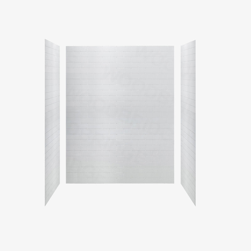 60'' W 32'' D 75/96'' H Glue Up Solid Surface Shower Wall Panel Surround, Cuttable, 0.137-in thick, 75" H x 60" W x 32" D