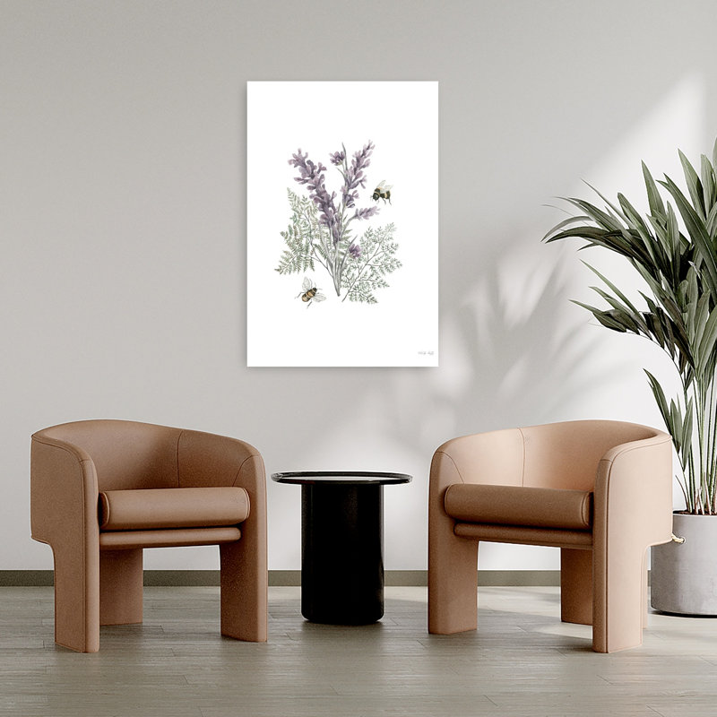Lavande botanique, abeille, art lavande contemporain, H 36 po x l 24 po