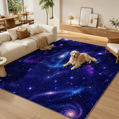 1 pièce Design Galaxy Space - impression céleste éclatante, sensation douce et moelleuse, durable et facile d'entretien, grand tapis, envers antidérapant, convient au salon, à la chambre à coucher, aux enfants et aux jeux d'intérieur pour la maison