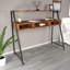 Bureau d'étude moderne, finition noyer, 55,1 po x 47,6 po x 27,6 po | 100% panneau de particules enduit de mélamine, 0,7 po d'épaisseur | Pieds électrostatiques en métal thermolaqué | Conception spacieuse avec tablette de 11,8 pouces de hauteur, parfaite pour le bureau à domicile-106776167