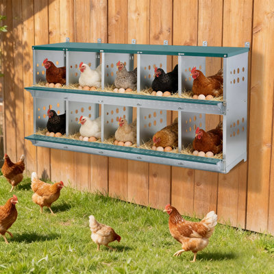 10-Hole Chicken Nests Boxes, Laying Eggs Wall Mount Metal Chicken Nesting Boxes For Chickens