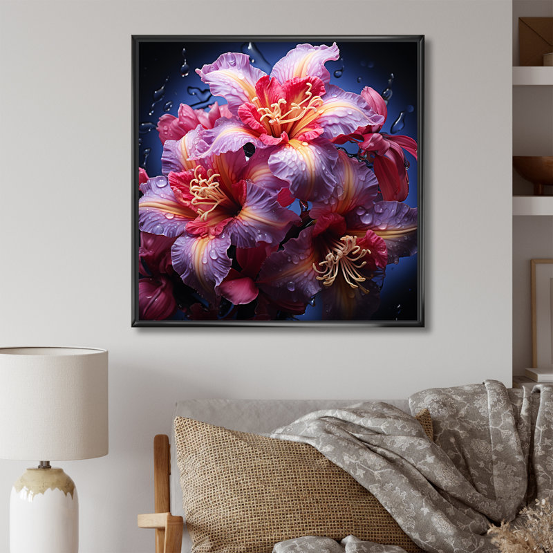 Beauté tropicale, fleurs d'hibiscus, rêves, H 30 po x l 30 po x P 1 po, Cadre flottant noir