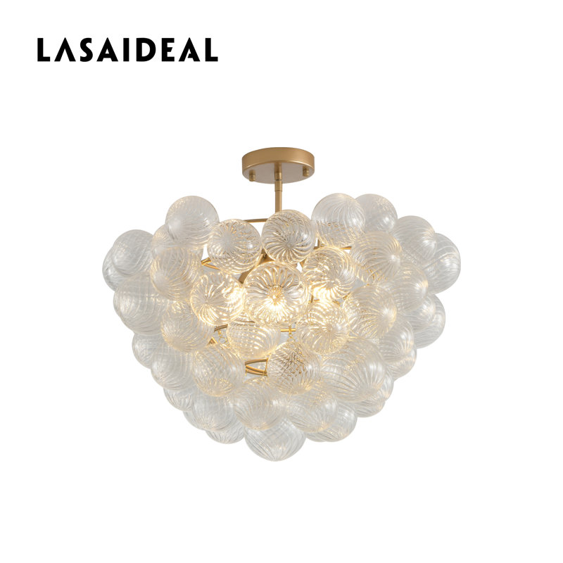 Luminaire suspendu 20 po avec abat-jour sphérique en verre transparent (ampoule non incluse)