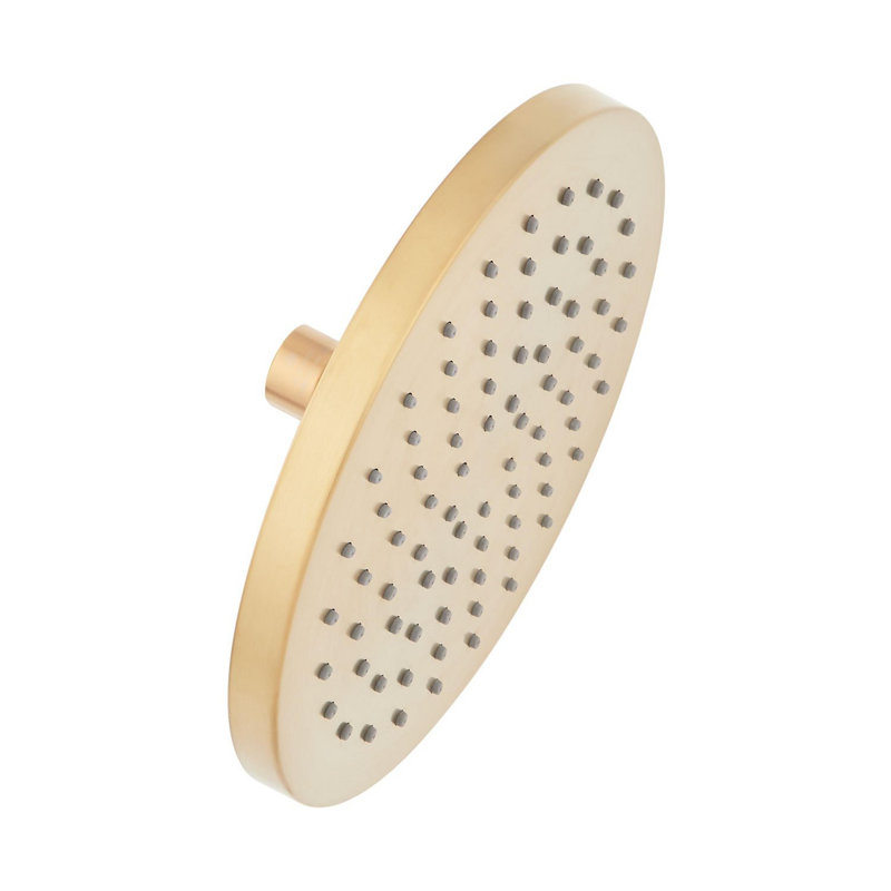 Modern Round Rainfall Shower Head 2.5 GPM, Brushed Gold