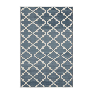 Machine Washable Trellis Gray Area Rug
