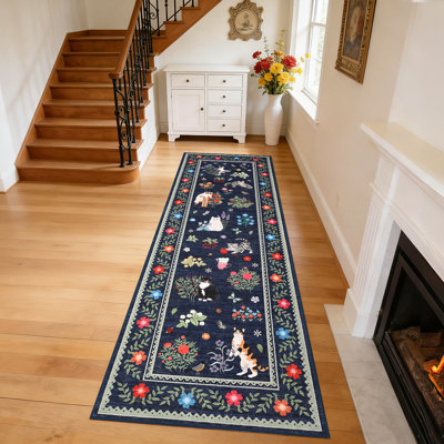 Tapis de couloir antidérapant à motif floral 2 x 6
