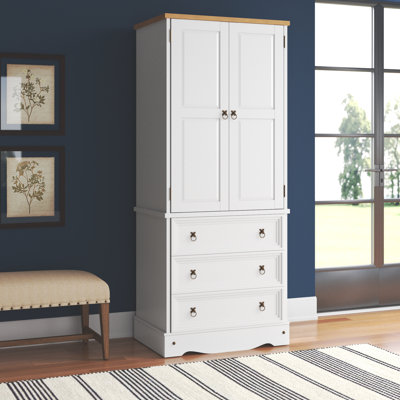 Lockway 2 Door, 3 Drawer Wardrobe, Pine Antique Wax, Wax, Corona Design