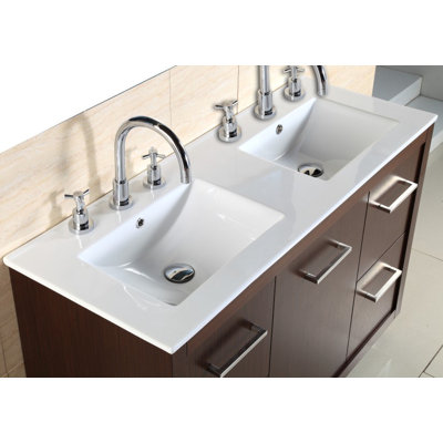 Bellaterra Home Ceramica 18'' White Ceramic Rectangular Bathroom Sink with Overflow