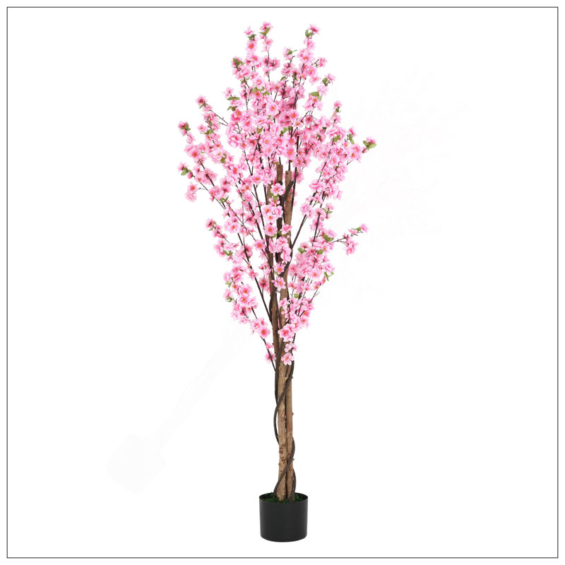 Fleur de pêcher artificielle 6 'avec pot