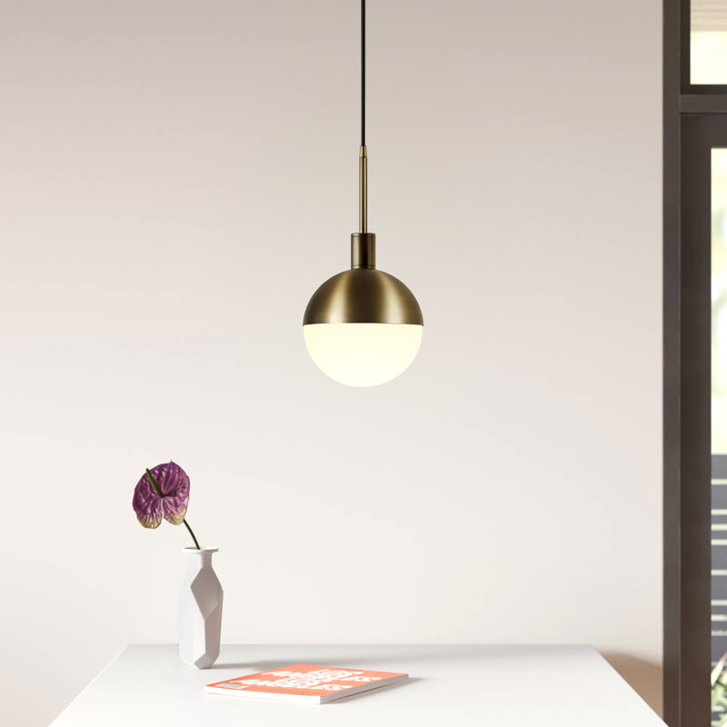Luminaire suspendu sphérique 1 lumière Caillin, H 12 po x l 10 po x P 10 po