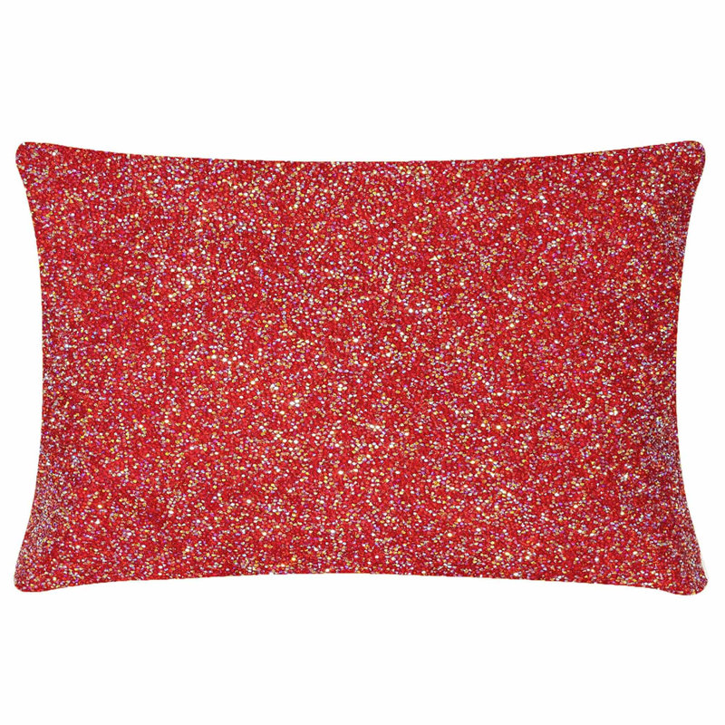 Sparkles Home Luminous Velvet Rhinestone Throw Pillow | Feather Insert | Home Décor Accent, Red Iridescent