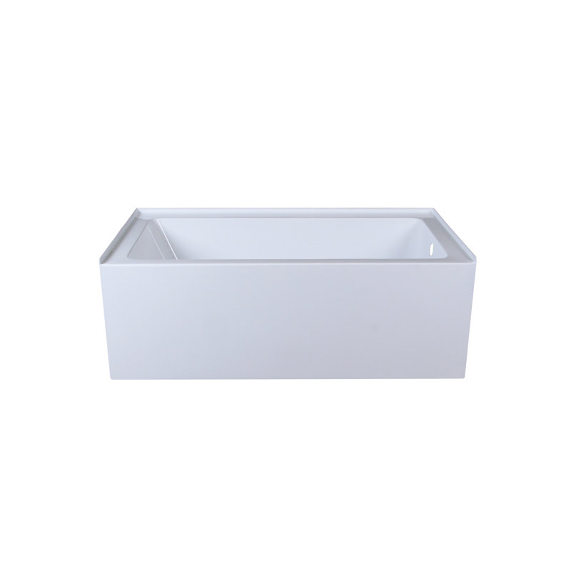 Niklaus 60'' Glossy White Acrylic Alcove Soaking Bathtub