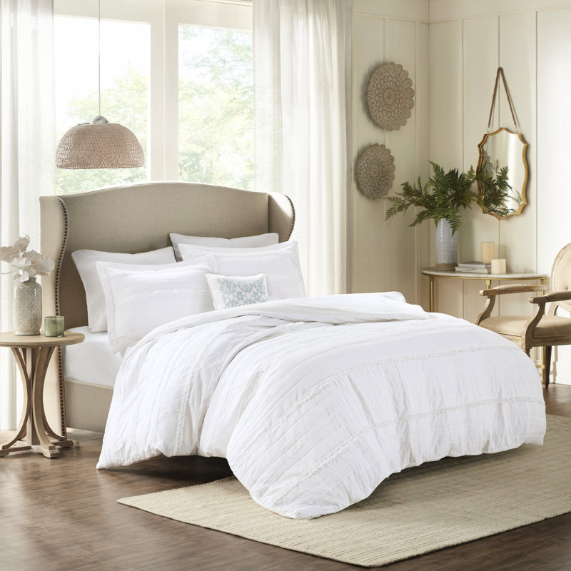 Housse de couette Shabby Chic King / King avec lavable à la machine et attaches de coin en microfibre