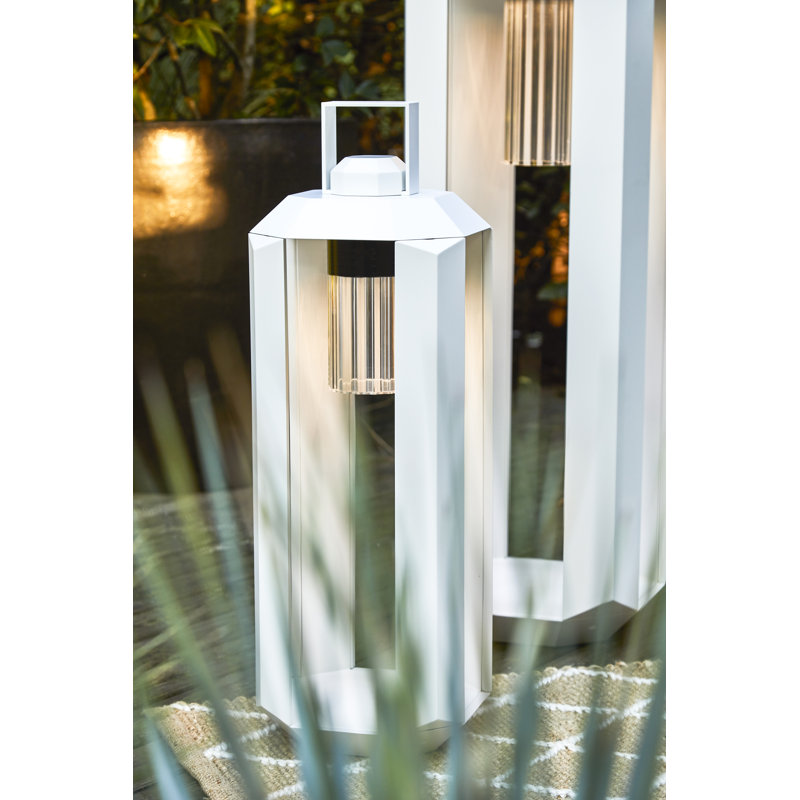 Cube Outdoor Battery Lamp, 28.3" H x 9.6" W x 9.6" D, Matte White